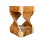 Square Single Twist Wooden Stool for Home Furniture