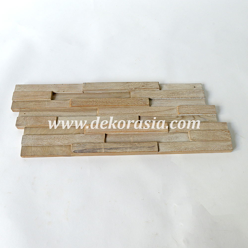 Wood Wall Square Teak 323 White Washed, Natural Wall Cladding for Decoration