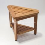 Teak Shaving Stool 3 Legs with Rubber Feet – Wood Stool for Bathroom