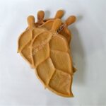 Teak Wood Plates Leaf Shaped, Dinnerware Set Dishes & Plates Serving