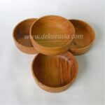 Teak Wood Round Bowl Serving Dessert Diameter 8.8 to 12 inches, Dinnerware Set Dishes & Salad Bowl