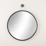 Black Round Mirror Wall Decoration, Natural Wood Mirror Wall Decorative