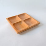 Natural Wooden Square Tray with 4 Compartment Eco-friendly